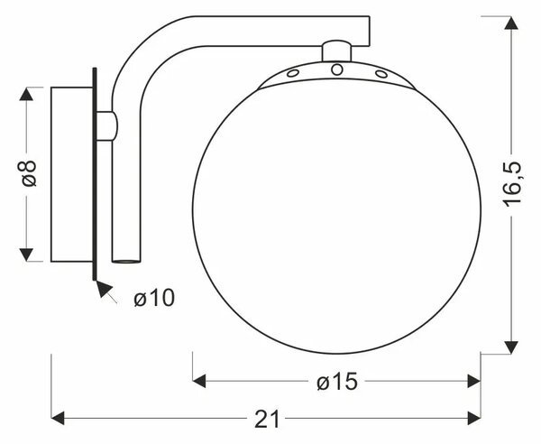 Czarny metalowy kinkiet ze szklanym kloszem - D250 A2-E54