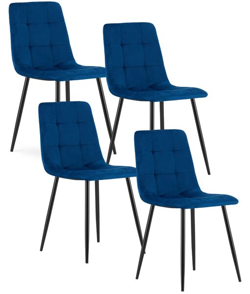 Komplet 4 szt. niebieskich krzeseł tapicerowanych W6-W25