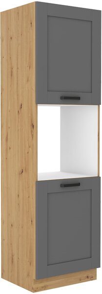 Wysoka szafka słupek na piekarnik LUNA 60 DP-210 2F Szary/Dąb Artisan
