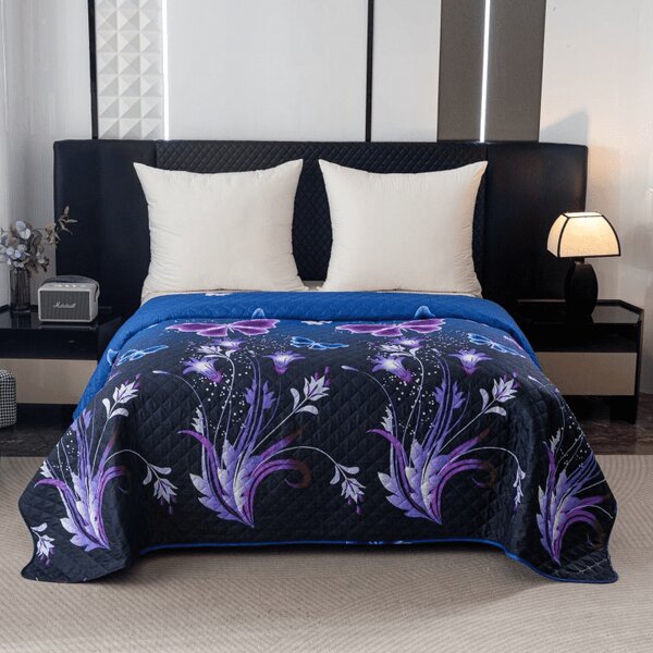 Narzuta na łóżko VIOLET BUTTERFLY, ciemnoniebieska Rozmiar: 170 x 210 cm