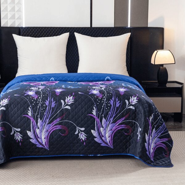 Narzuta na łóżko VIOLET BUTTERFLY, ciemnoniebieska Rozmiar: 170 x 210 cm