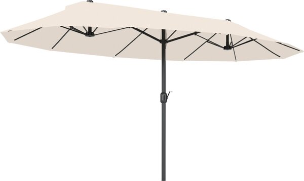 Parasol Outsunny Double 455 x 265 cm, parasol z ochron UV i korb, wiatroodporny parasol balkonowy, parasol z korb, osona przeciwsoneczna