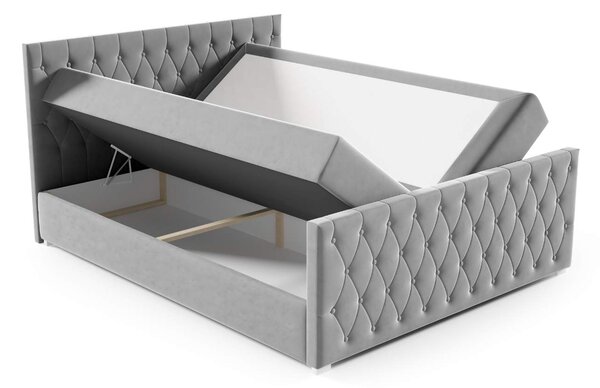 Łóżko kontynentalne pikowane Nadia + Front 140x200 Beżowe