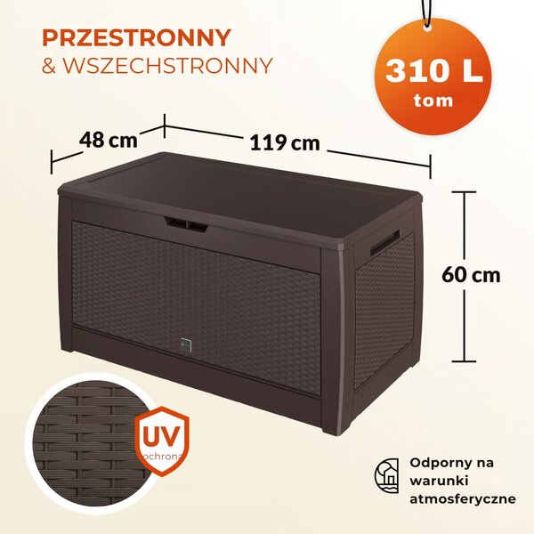 Skrzynia do przechowywania RATO, 310L, 119x48x60cm, brązowa Prosperplast