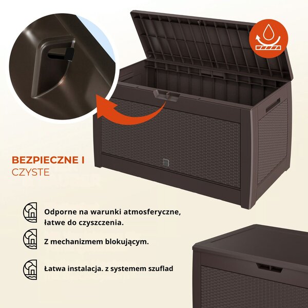 Skrzynia do przechowywania RATO, 310L, 119x48x60cm, brązowa Prosperplast