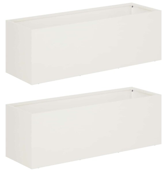 Doniczka ogrodowa 2 szt. Biały 60 x 20 x 20 cm Stal zimnogięta