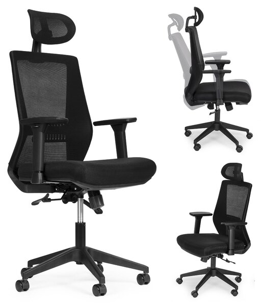 Fotel biurowy obrotowy ergonomiczny regulacja wysokości czarny ModernHome