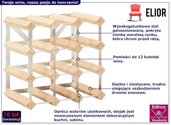 Nowoczesny sosnowy stojak na wino T7-L16