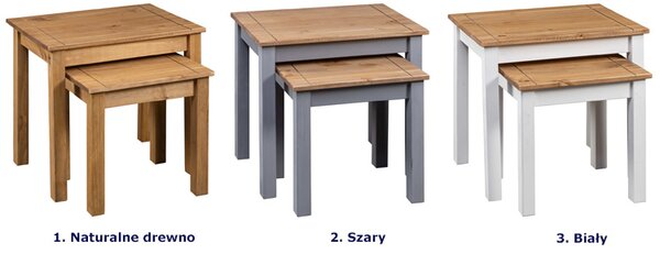 Zestaw 2 stolików wsuwanych pod siebie drewno sosnowe S7-D84