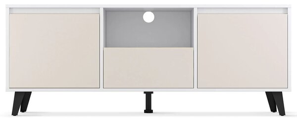 Minimalistyczna szafka RTV biały + kaszmir N5-E04