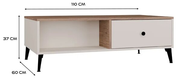Ława na czarnych nóżkach kaszmir + dąb castello R8-F02