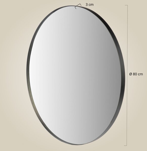 Lustro okrągłe NOOR, metalowa rama, Ø 80 cm