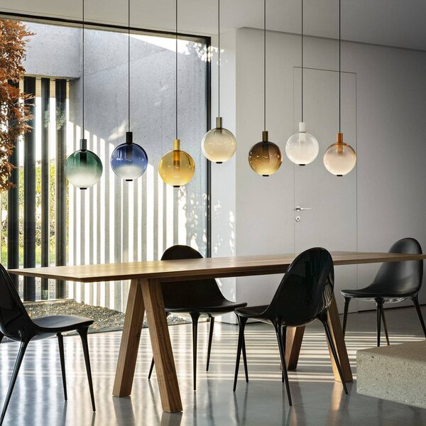OLEV Lampa wisząca szklana Beam Stick Nuance, możliwość ściemniania, biały / opal, salon / jadalnia, szkło, design