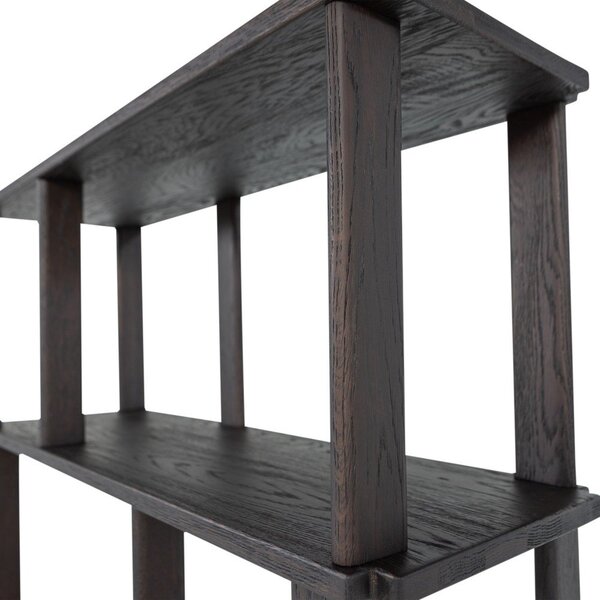 Ciemnobrązowy regał z litego drewna dębowego 90x186x30 cm Riss – WOOOD