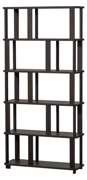 Ciemnobrązowy regał z litego drewna dębowego 90x186x30 cm Riss – WOOOD