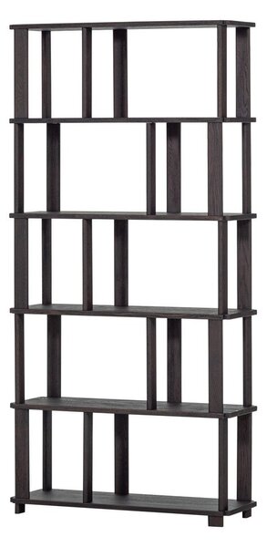 Ciemnobrązowy regał z litego drewna dębowego 90x186x30 cm Riss – WOOOD