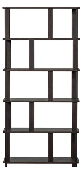 Ciemnobrązowy regał z litego drewna dębowego 90x186x30 cm Riss – WOOOD
