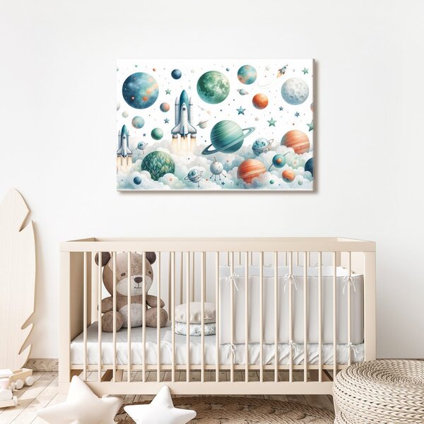 Obraz rakieta między planetami