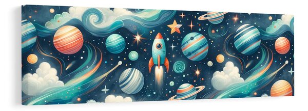 Obraz kosmos z rakietą i gwiazdami
