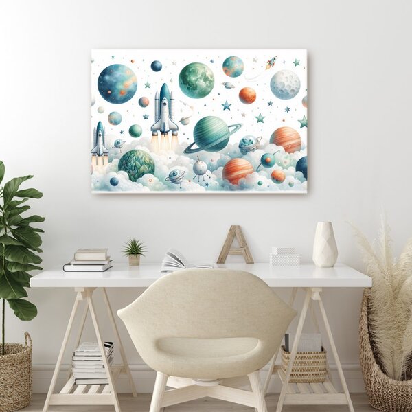 Obraz rakieta między planetami