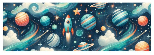 Obraz kosmos z rakietą i gwiazdami