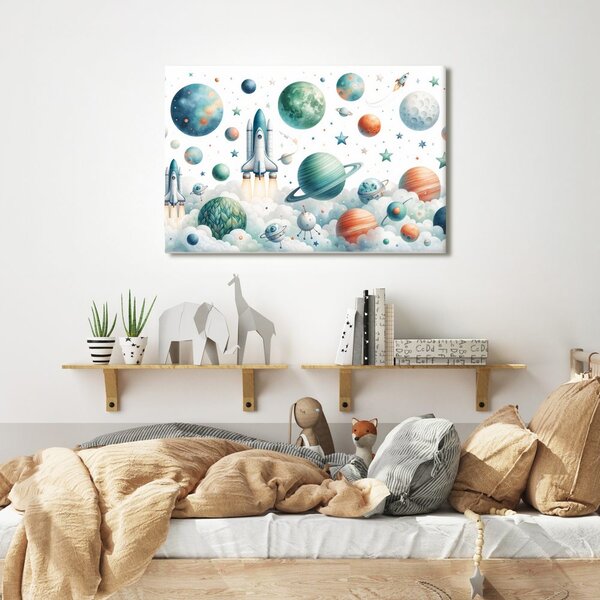 Obraz rakieta między planetami