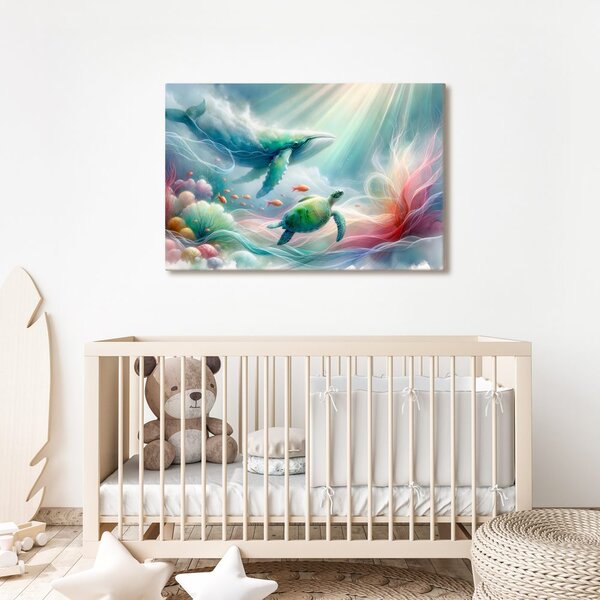 Obraz wieloryb i żółw morski