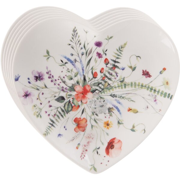 Orion Zestaw porcelanowych talerzyków deserowych Mak serce 17,5 x 17 cm, 6 szt