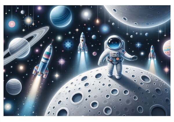 Obraz dziecięcy astronauta na Księżycu