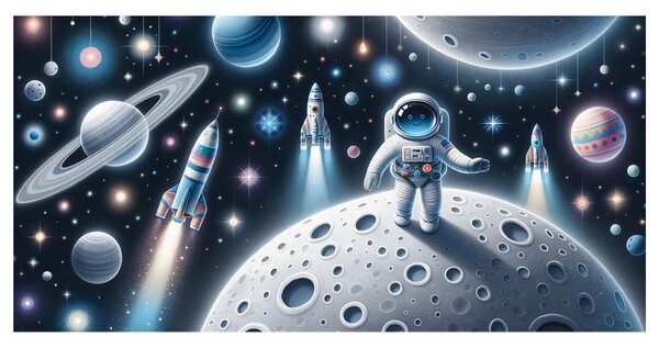 Obraz kosmonauta między planetami