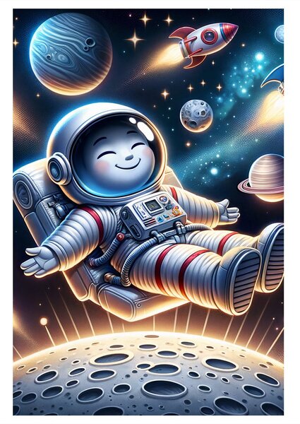 Obraz szczęśliwy kosmonauta w kosmosie