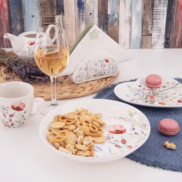 Orion Zestaw porcelanowych talerzy głębokich Mak 20,5 cm, 6 szt