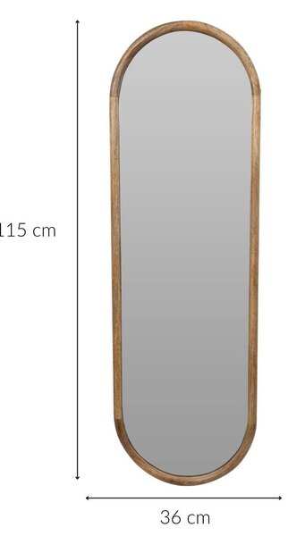Duże lustro ścienne w drewnianej ramie, 36 x 2,5 x 115 cm