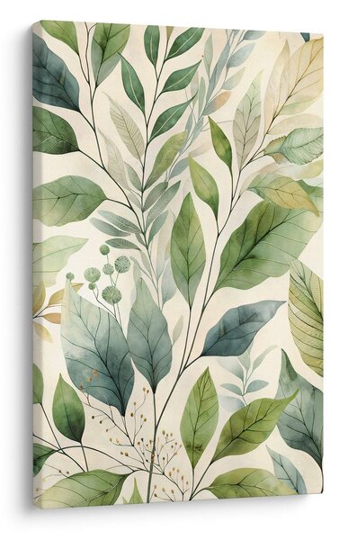 Obraz akwarelowe zielone liście
