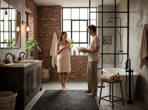 Ręcznik kąpielowy EMBORIA 70x140 cm beżowy, 100% bawełna
