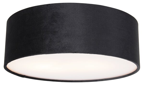 Nowoczesna lampa sufitowa czarna 30 cm ze złotym wnętrzem - Drum