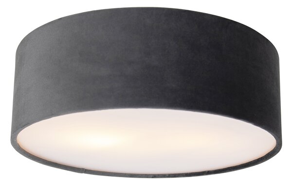 Nowoczesna lampa sufitowa szara 30 cm ze złotym wnętrzem - Drum Oswietlenie wewnetrzne