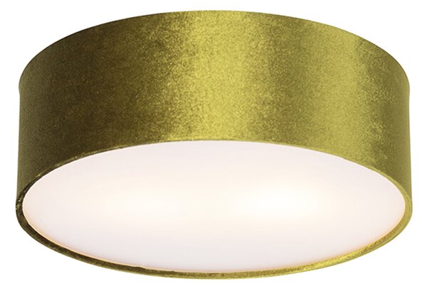 Plafondlamp groen 30 cm met gouden binnenkant - Drum Oswietlenie wewnetrzne