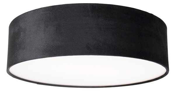 Nowoczesna lampa sufitowa czarna 40 cm ze złotym wnętrzem - Drum