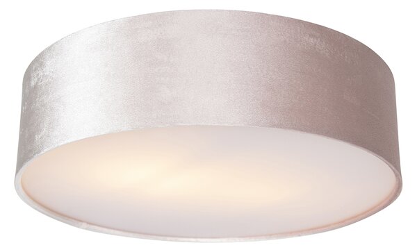 Nowoczesna lampa sufitowa różowa 40 cm ze złotym wnętrzem - Drum