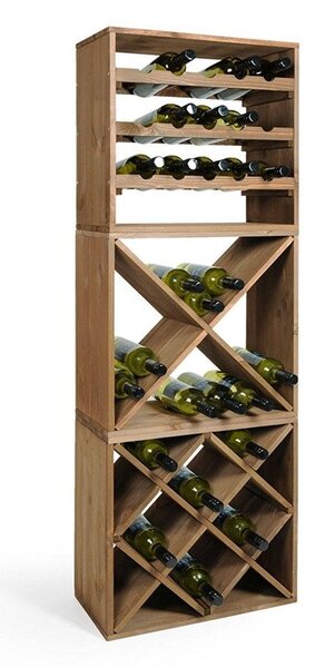 Stojak na wino wykonany z drewna sosnowego