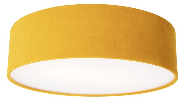 Nowoczesna lampa sufitowa ochrowa 40 cm ze złotym wnętrzem - Drum Oswietlenie wewnetrzne