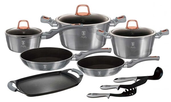 Aluminiowy zestaw garnków z granitową powłoką S1-N84
