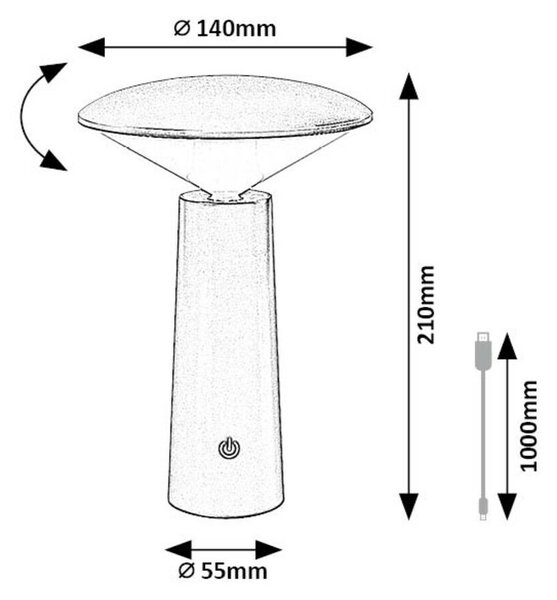Rabalux 77147 funkcjonalna lampka stołowa LEDPoperro, 3 W, IP20, czarna