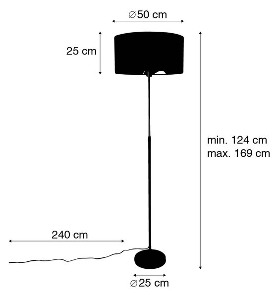 Lampa podłogowa regulowana brąz z białym kloszem 50 cm - Parte Oswietlenie wewnetrzne