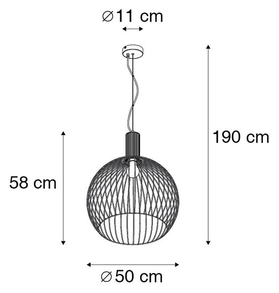Inteligentna okrągła lampa wisząca czarna 50 cm w tym Wifi G95 - Dos