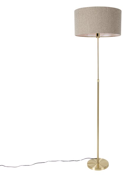 Lampa podłogowa regulowana złota z abażurem boucle taupe 50 cm - Parte Oswietlenie wewnetrzne