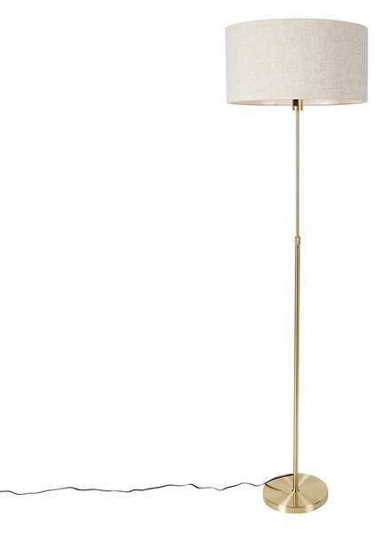 Lampa podłogowa regulowana złota z kloszem jasnoszarym 50 cm - Parte Oswietlenie wewnetrzne