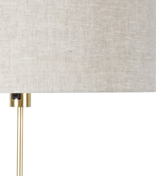 Lampa podłogowa regulowana złota z abażurem w kolorze jasnoszarym 50 cm - Parte