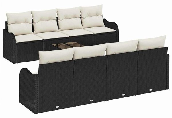 Zestaw sof na ogród czarny 55 x 55 x 37 cm polirattan
